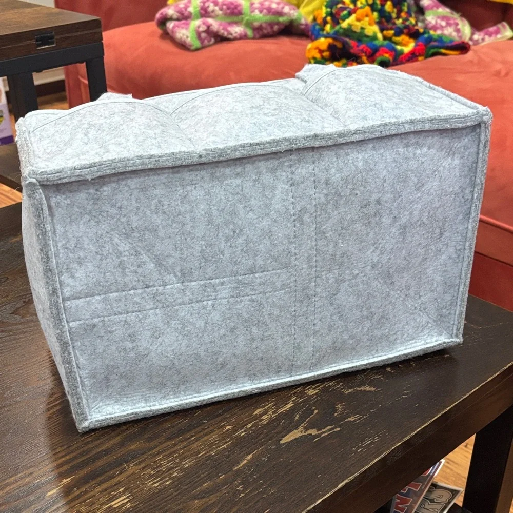 Putska Gray Felt Tote Diaper Organizer with Multiple Pockets
